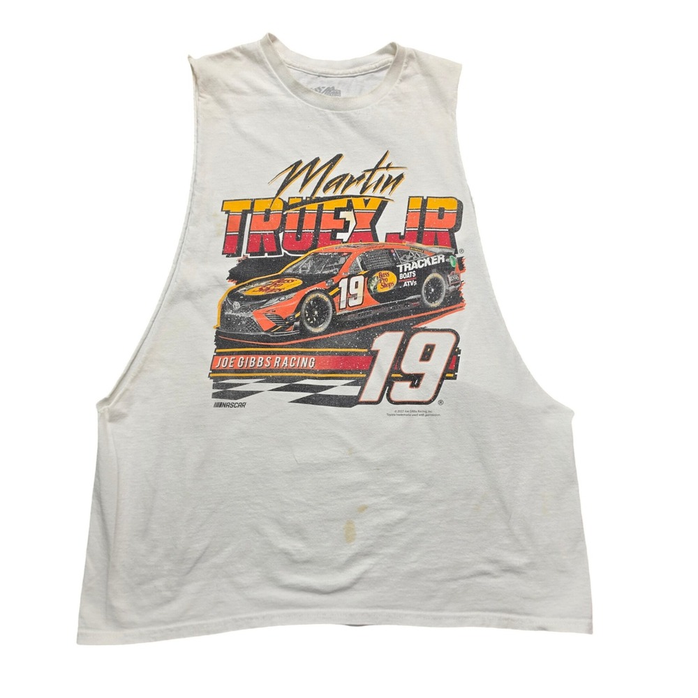 Martin Truex Jr 19 NASCAR Car Joe Gibbs Racing Muscle Tank Mens XL White